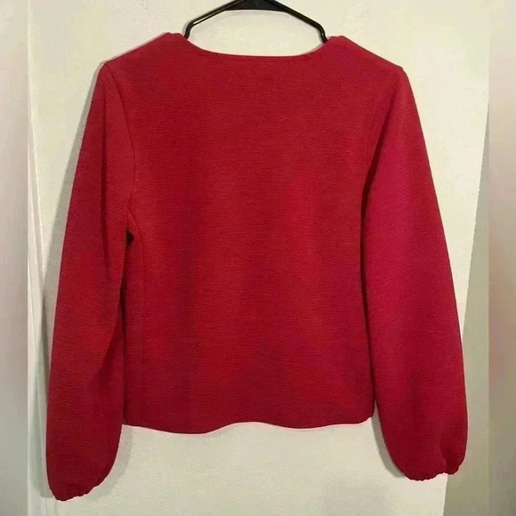 Madewell Texture and Thread Crepe Wrap Top in Crimson Womens Size Small - Picture 6 of 10